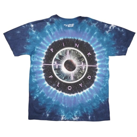 Vintage 2005 Pink Floyd Liquid Blue Tie Dye Eye Galaxy Band T-Shirt Sz L Rare - Picture 1 of 3
